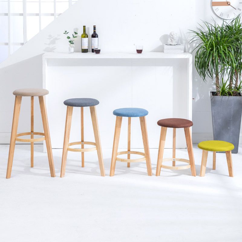 Scandinavian Backless Home Stool Matte Finish Footrest Upholstered Bar Stool