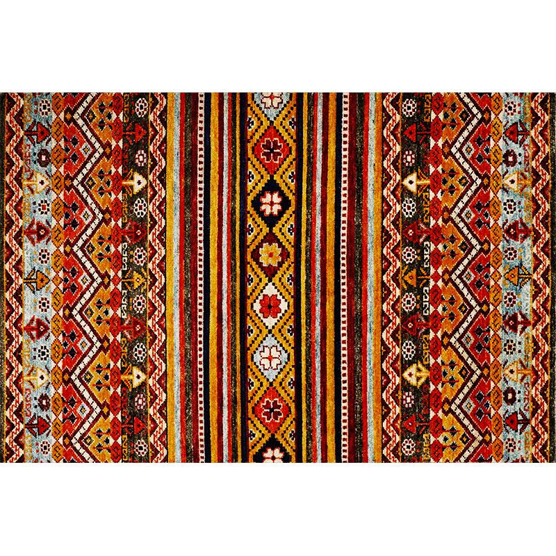 Boho-Chic Stripe Printed Rug Multi-Colored Polyster Area Rug Anti-Slip Backing Pet Friendly Area Carpet for Living Room