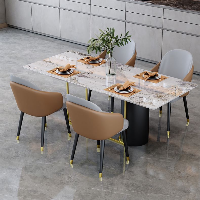 Nordic 1/5 Pieces Dining Set Rectangle Stone Dining Table for Living Room