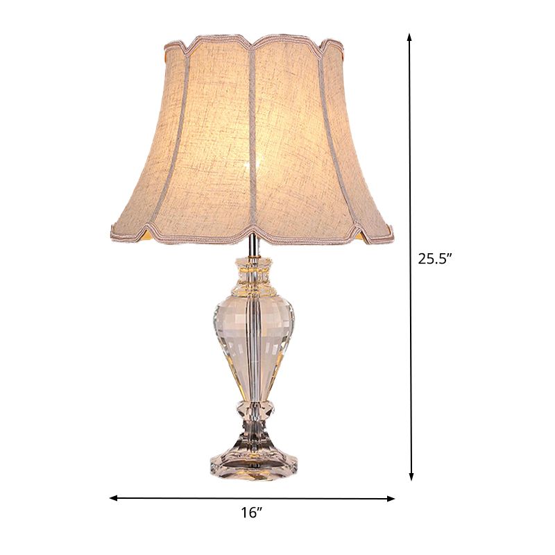Flare Study Lampe Moderne Stoff 1 Kopf Beige Lesen mit klarer Kristallbasis