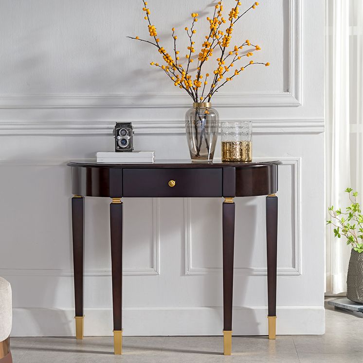 Mid-Century Modern Wood Console Table Half Moon Console Sofa Table for Hall