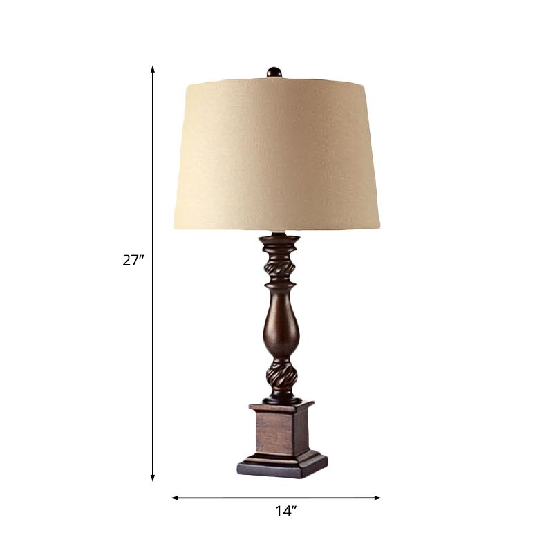 Lampada da notte con paralume in tessuto, lampada da comodino rurale con 1 lampadina, colore rosso marrone, larghezza 12"/14"