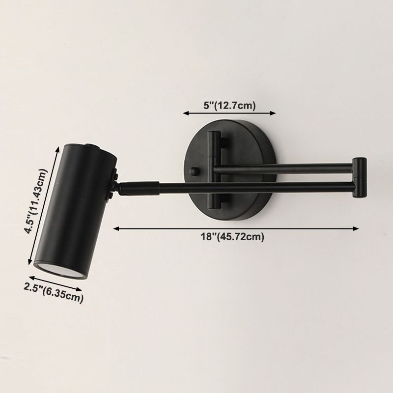 Metal Swing Arm Wall Lighting Modern Style 1-Light Sconce Lamp with Aluminum Shade