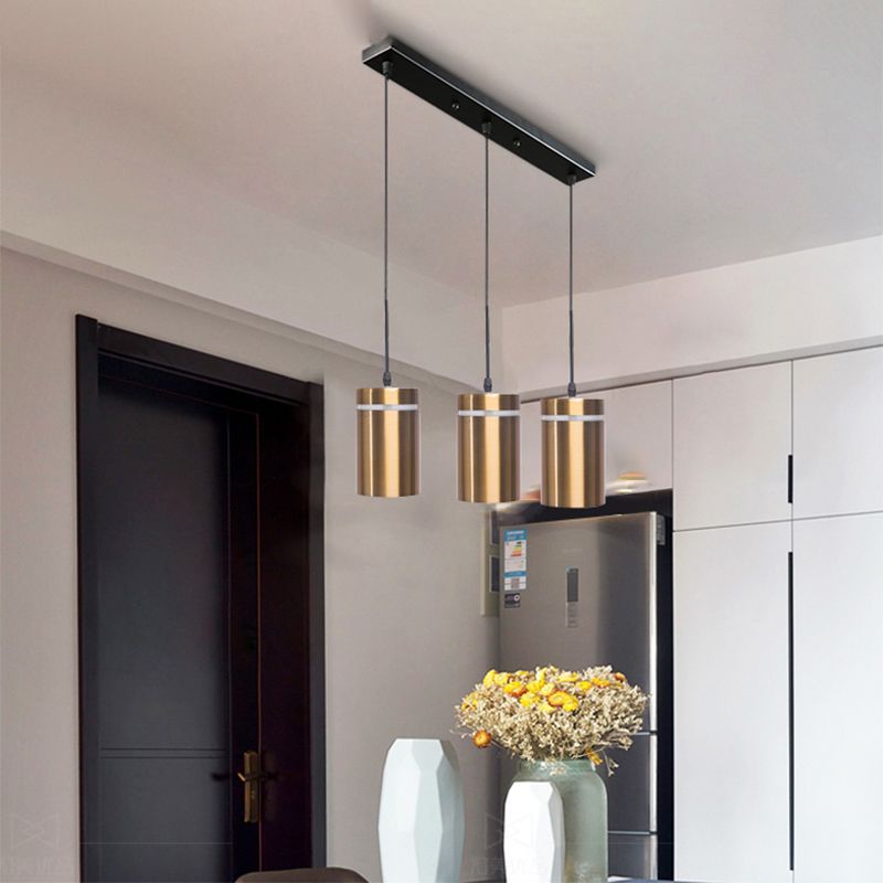 Cilindervorm eetkamer hanger aluminium 1-licht postmodern hangend licht in messing