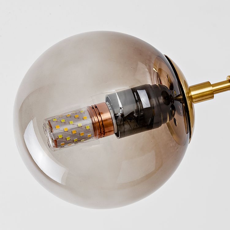 6 Luz de la isla colgante de la isla dorada moderna Luz de techo de la isla de vidrio esférico para mesa de comedor