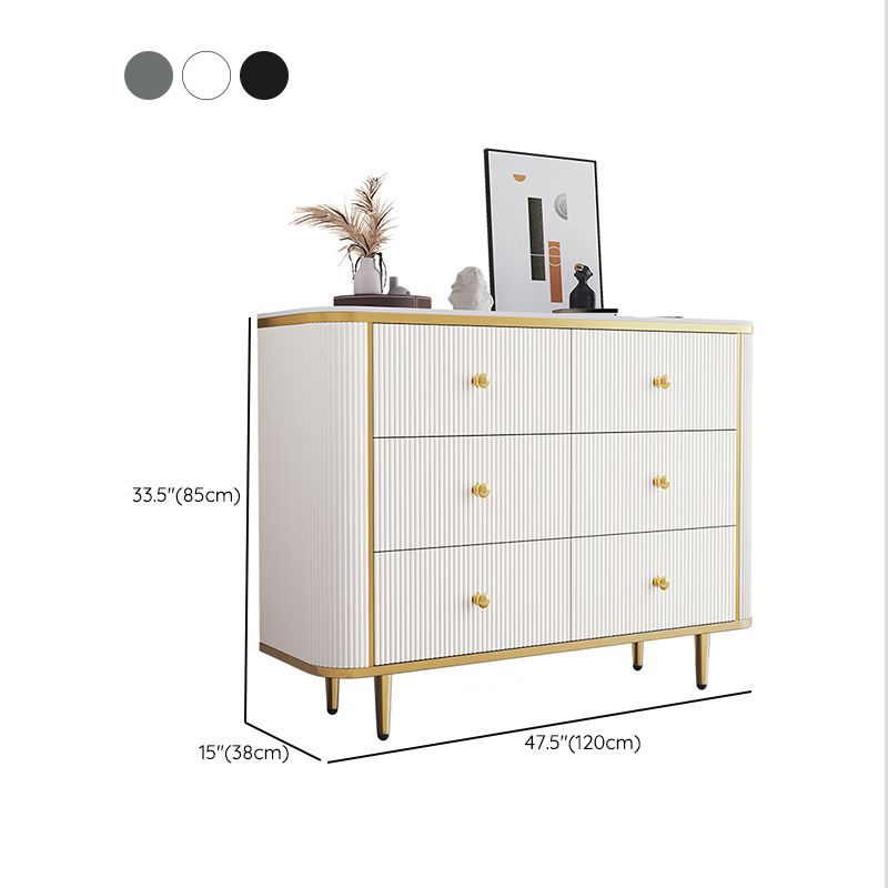 Stone Storage Chest Bedroom Glam Chest in White with Drawers