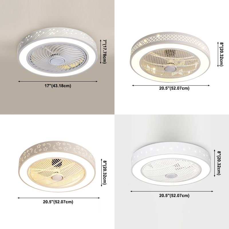 Weiße trommelförmige Lüfterlampe Nordic LED Metal Semi Flush Leuchte für Schlafzimmer