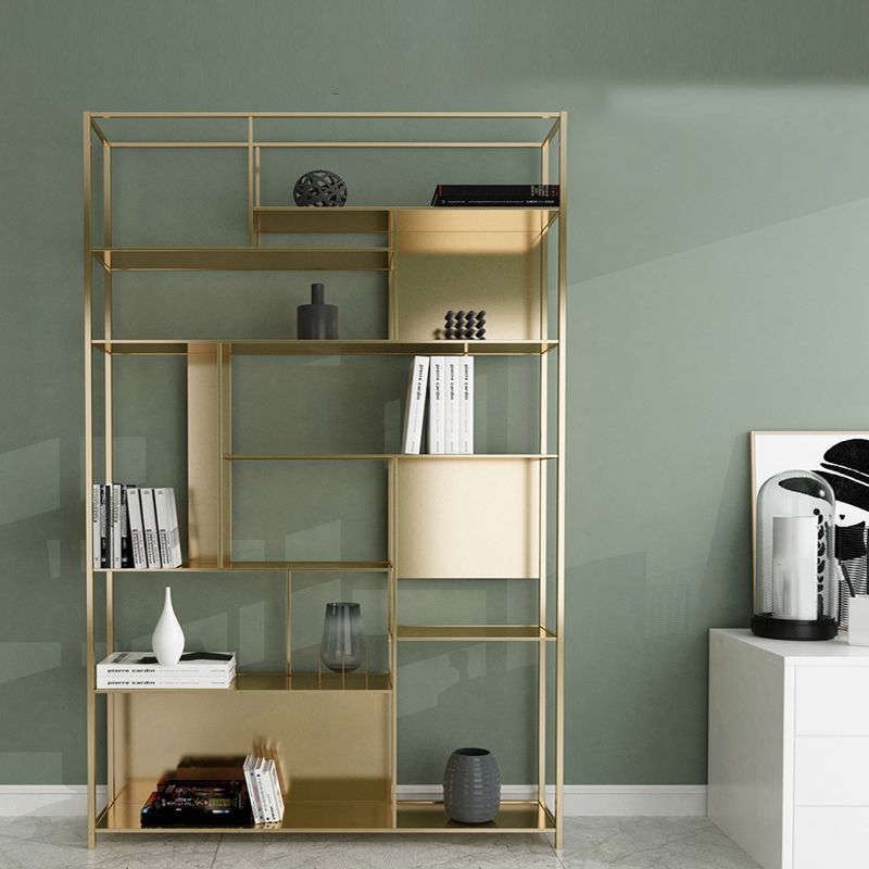 Rectangle Metal Bookshelf Scandinavian Open Bookcase with Shelves