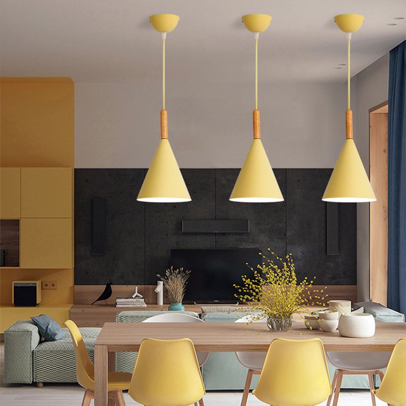 Modern Style Cone Shape Hanging Light Metal 1 Light Hanging Lamp for Bedroom