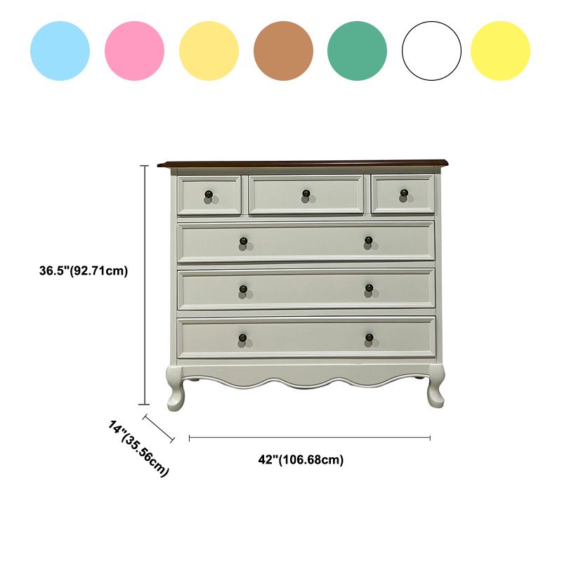 Retro Bedroom Storage Chest Solid Wood Chest Dresser with 5 / 6 Drawers