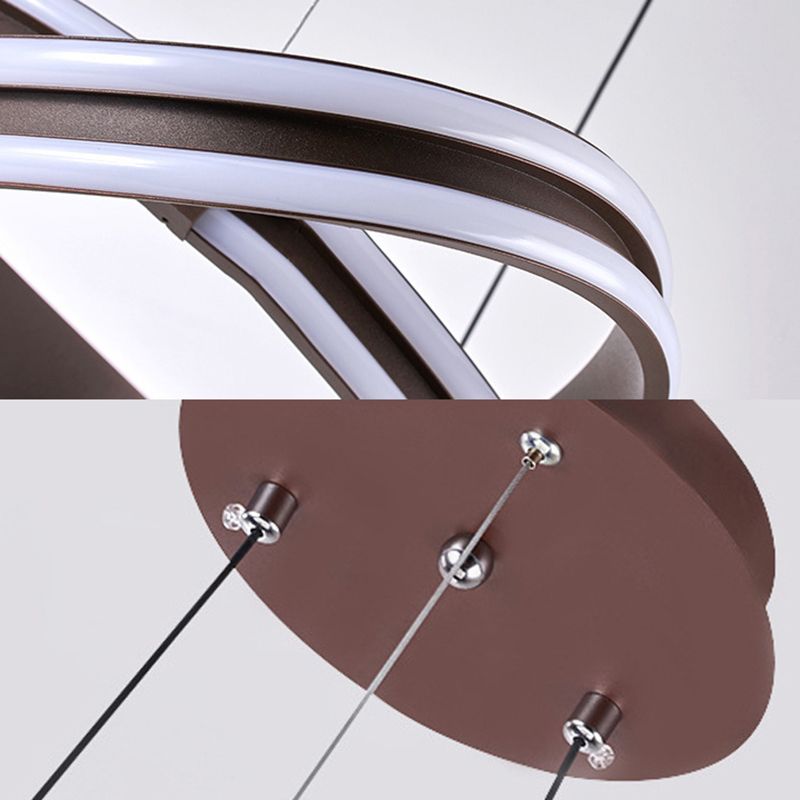 Winding Acrylic Chandelier Light Contemporary LED Brown Ceiling Pendant in Warm/White/Natural Light