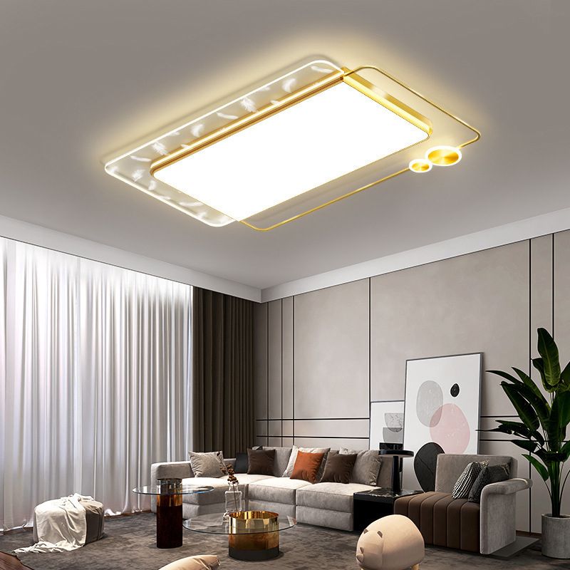 Geometry Shape Feather Ceiling Lamp Modern Aluminium Flush Mount for Study