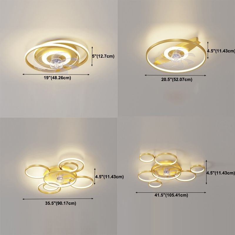 Contemporary Circle Ceiling Fan Light Metal LED Ceiling Fan for Living Room