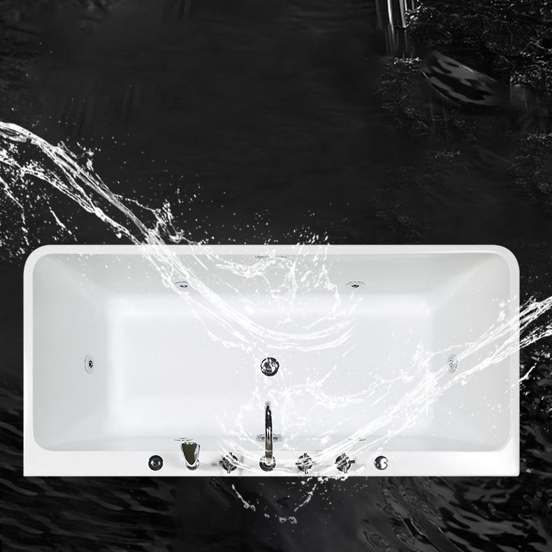White Acrylic Rectangular Bath Tub Whirlpool Stand Alone Tub with Faucet