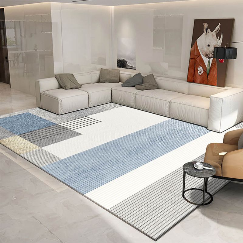 Rectangle Shape Rug Living Room Light Luxury Carpet Polyester Washable Area Rug