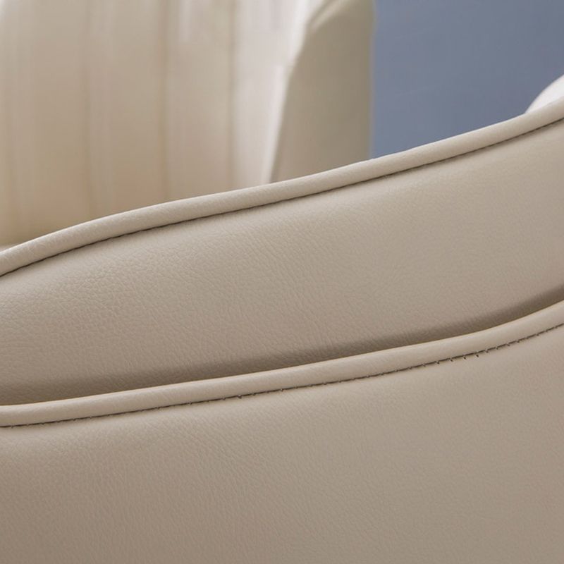 Glam Arm Dining Chairs Faux Leather Side Chairs with Metal Legs