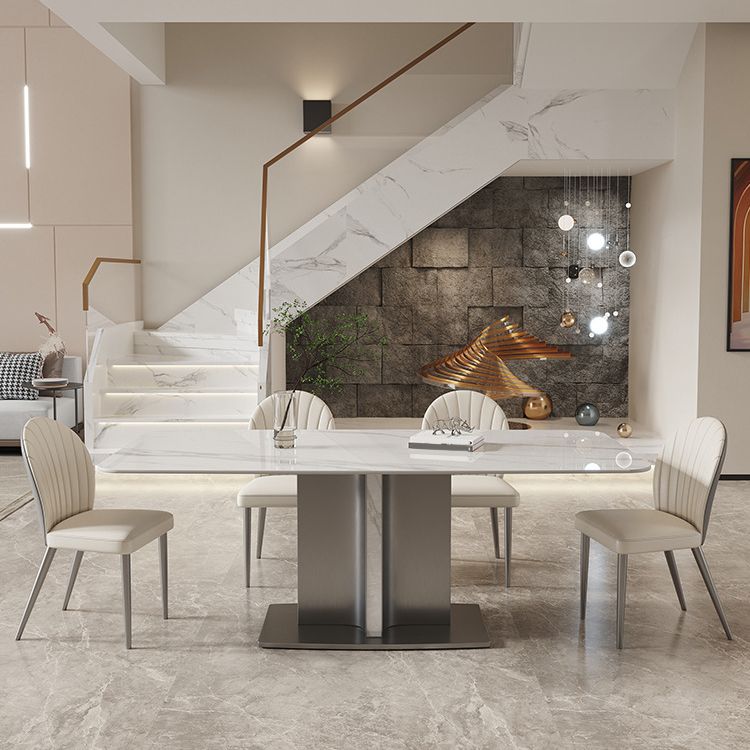 Contemporary Side Chair Metal Solid Back Dining Room Chair for Indoor