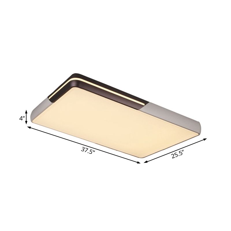 Minimalist Rectangular LED Flush Mount Light 19"/23"/25.5" W Acrylic Living Room Ceiling Lamp in Warm/White Light