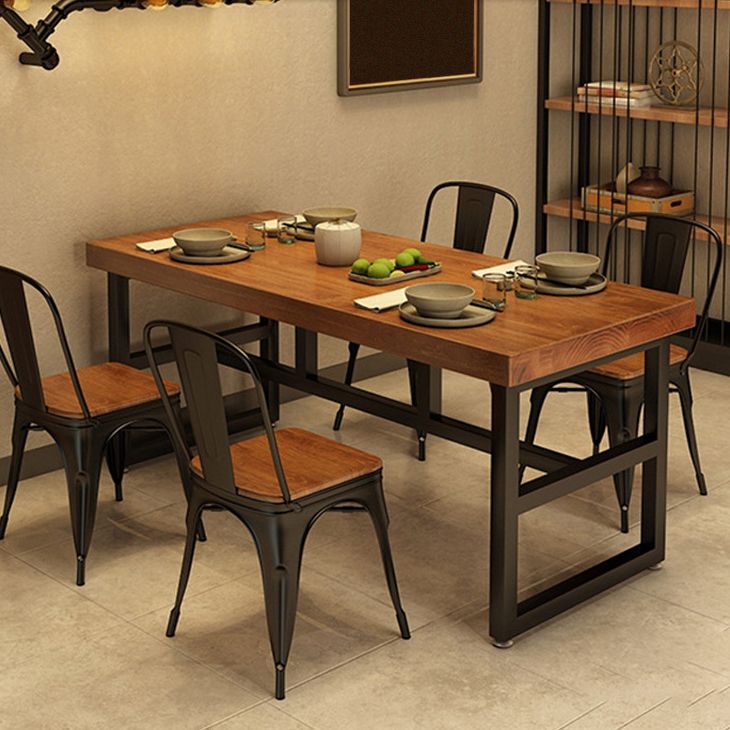 Industriële rechthoek eetkamer tafel dennen vaste houten tafel met schroefbasis
