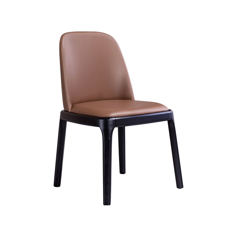 Silla auxiliar Industrial Ash Parsons de cuero con acabado mate (juego de 2)