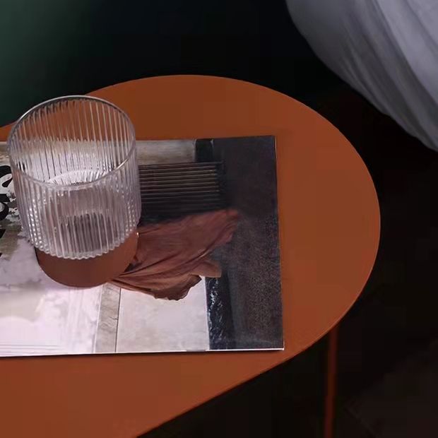 Rectangular Metal Table with Abstract Base Design mid-century Modern Style Side Table