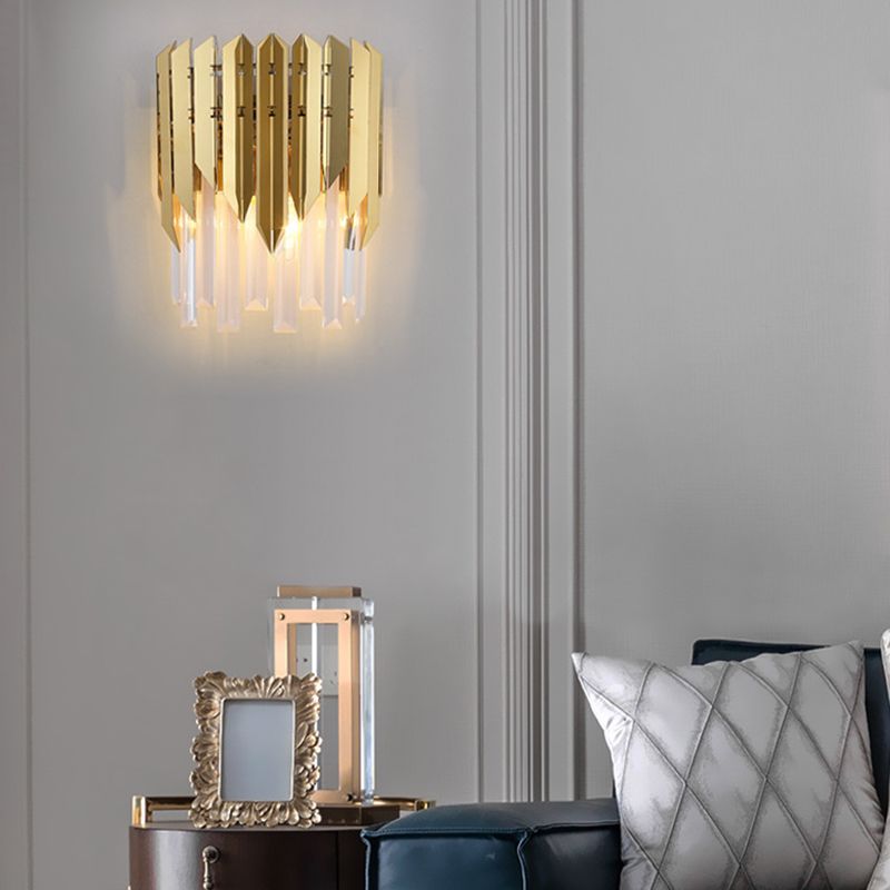 Modern Style Wall Light Gold 14" High Wall Sconce with Crystal for Living Room