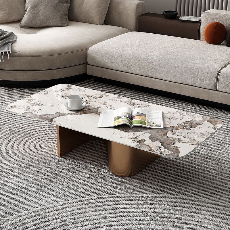 Glam Abstract Coffee Table Slate Coffee Cocktail Table, Brushed