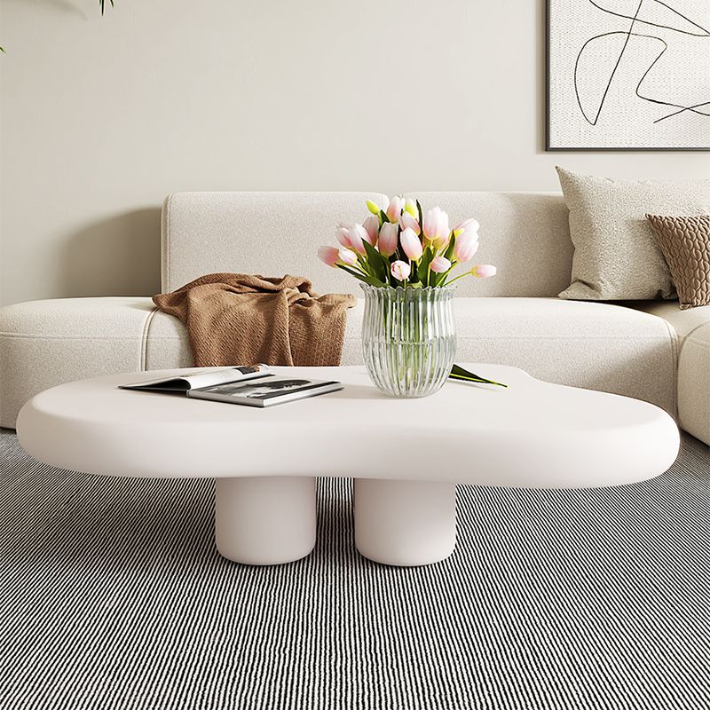 Artificial Wood Coffee or End Table Contemporary 4 Legs Coffee Table in Beige