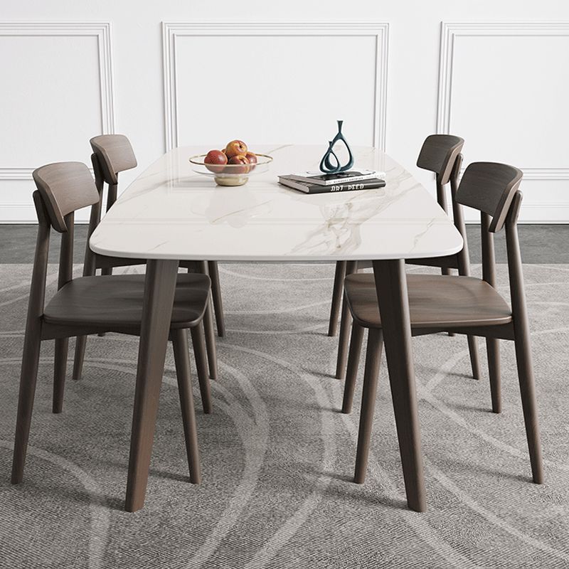 Mid-Century Modern Dining Table Rectangle Dining Table with 4 Legs