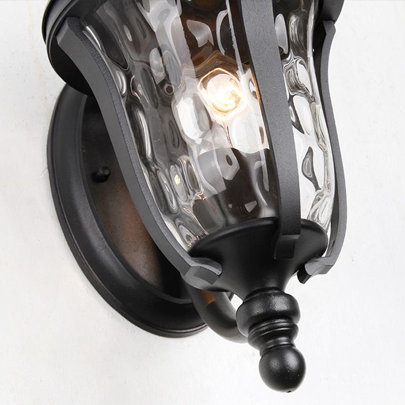 Urne Dimbled Glass Wall Montage Lampe Industrielle Einzelbirne Außenleuchte in Schwarz, 8 "/10"/11 "W.