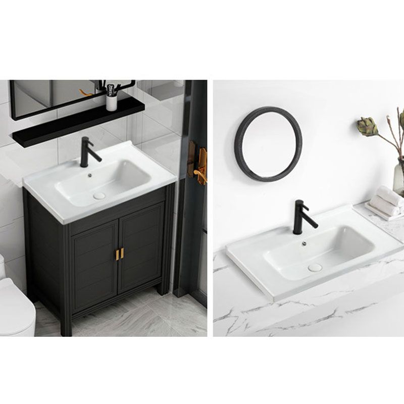 Modern Vessel Sink Rectangular Porcelain Drop-in Bathroom Sink(Not Included Faucet)