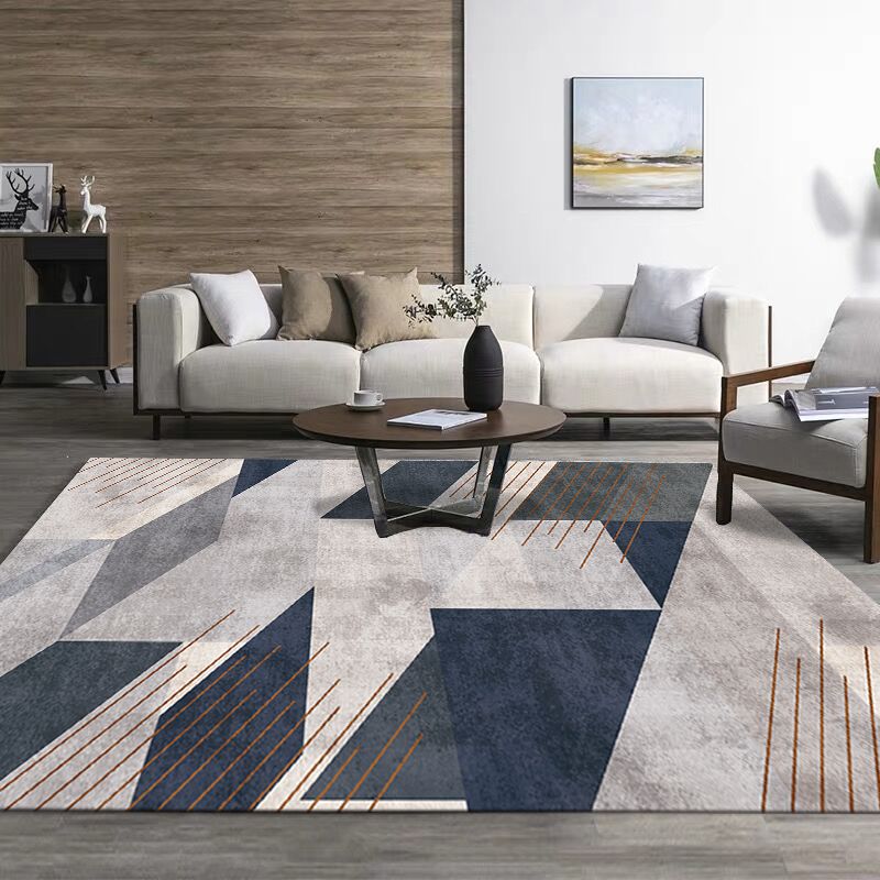 Scandinavian Geometric Pattern Rug Multi Color Polypropylene Carpet Anti-Slip Backing Easy Care Washable Indoor Rug for Living Room