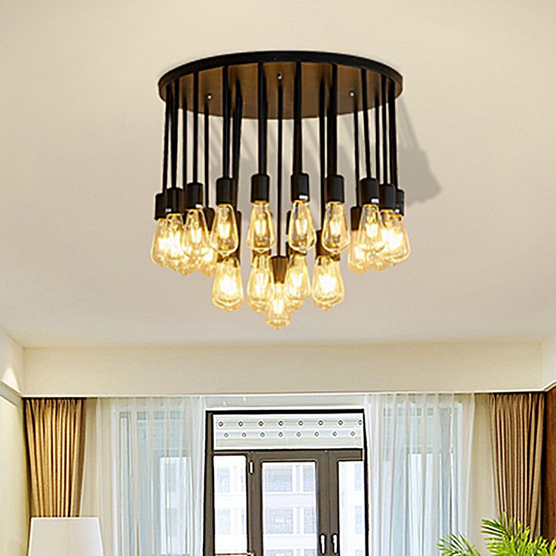 23/31 Lights Ceiling Light Fixture with Hanging Shade Clear Glass Nordic Living Room Semi Flush, 19.5"/23.5" Wide