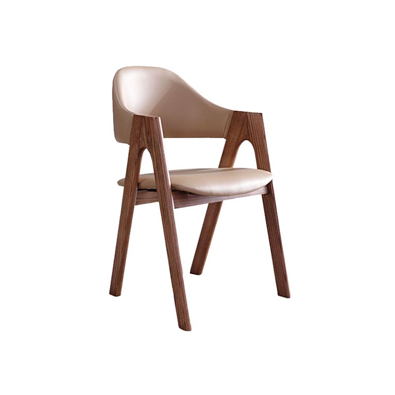 Open Back Dining Side Chair Solid Wood Dining Chair in Brown