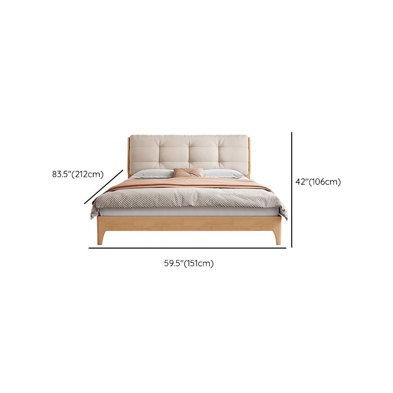 Solid Color Panel Bed Upholstered Headboard Scandinavian Standard Bed