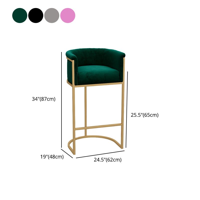 Matte Finish Footrest Armed Stool Low Back Glam Home Velvet Stool