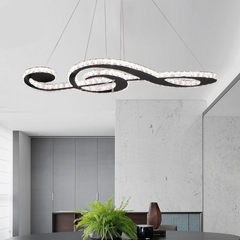 Contemporary Pendant Lights Note Shape Island Lights Crystal 3 Light for Kitchen Island