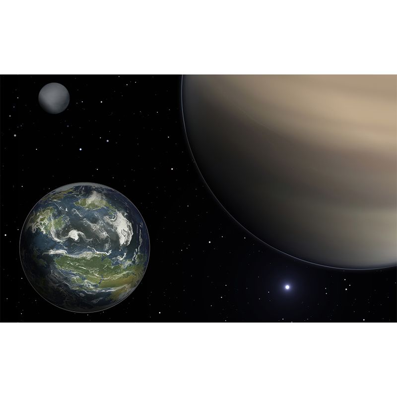 Universe Giant Planets Murals Stain-Resistant Contemporary Wall Decor for Bedroom