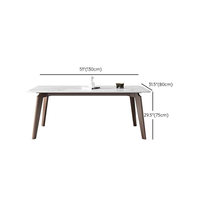 Stone Top Table with Ash Wood Frame Mid-Century Rectangle Dining Table