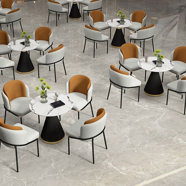 Glam Round Dinette Set 1/2/4/5 Pieces Black Dining Table Set with White Sintered Stone Top