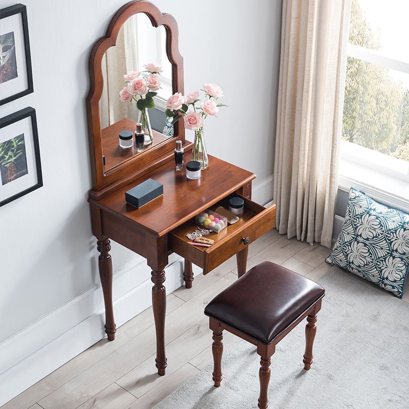 15.74" Wide Rubberwood Vanity Set with Mirror Traditions Dresser with 1-Drawer