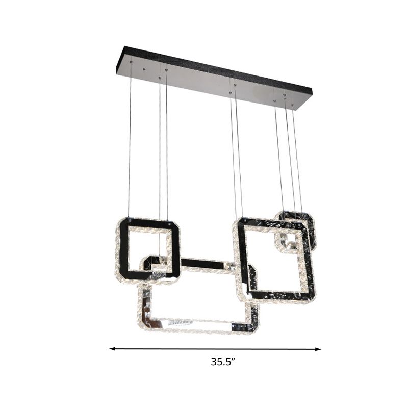 Square Crystal Cluster Pendelleuchte minimalistische LED schwarze Hanglampe Kit für Living ROM
