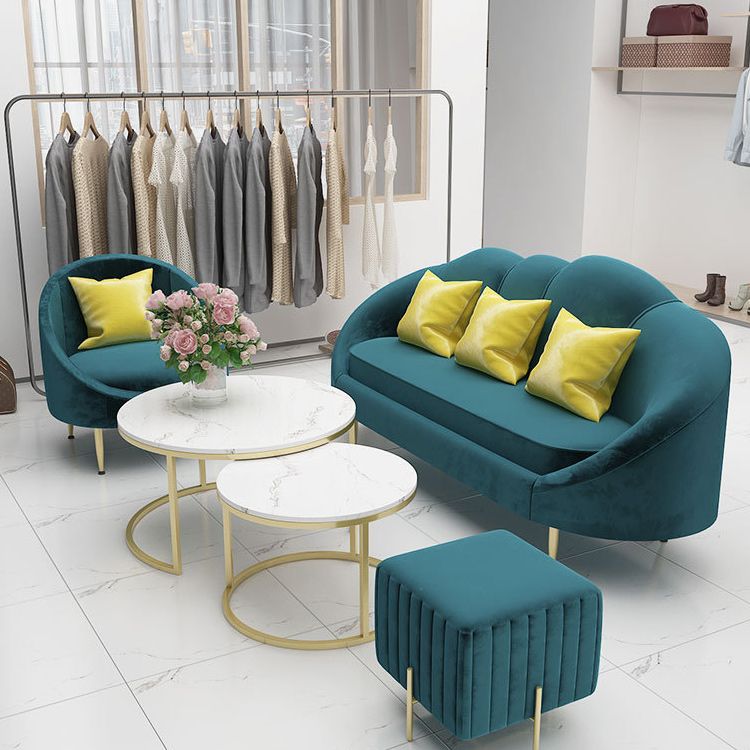 Contemporary Velvet Sofa with Sloped Arm and Tight Back for Apartment