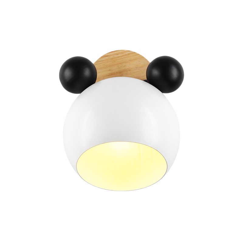 Nordic Style Globe Wall Light Wood & Metal 1 Bulb Wall Sconce for Restaurant Hallway