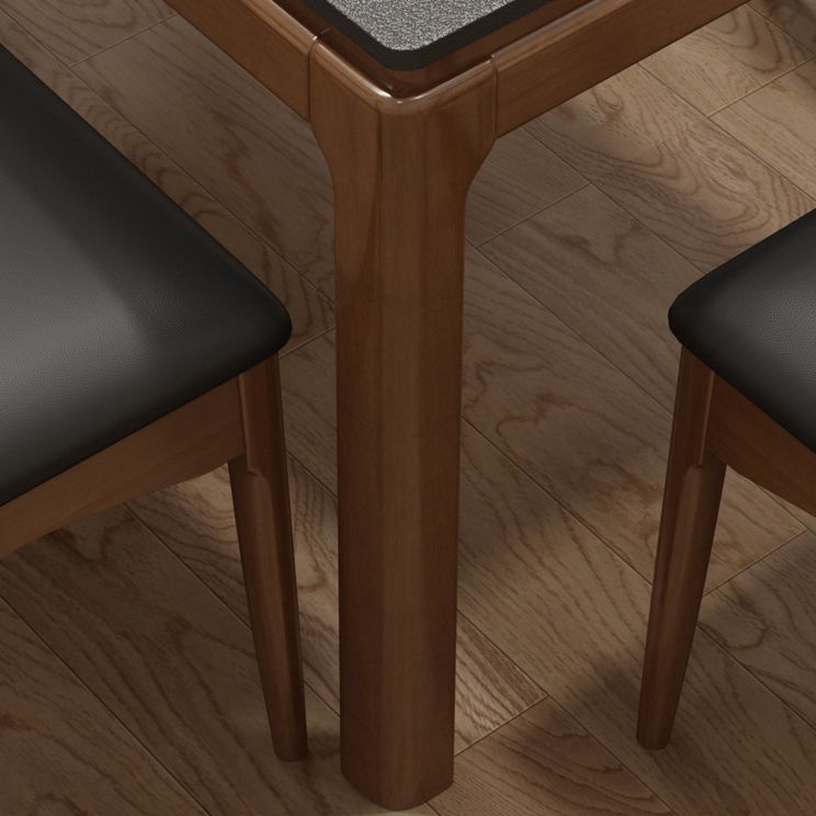 Mesa de comedor de piedra sinterizada de mediados de siglo, mesa rectangular con base de madera maciza de 4 patas para el hogar