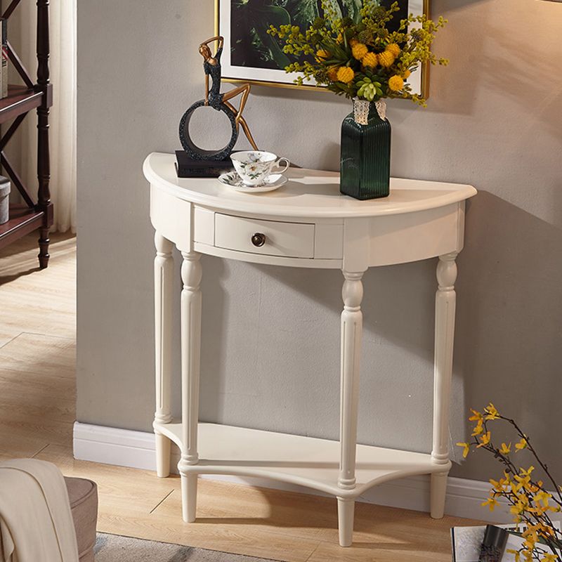 4 Legs Mid-Century Modern Wood Console Table with Single Drawer