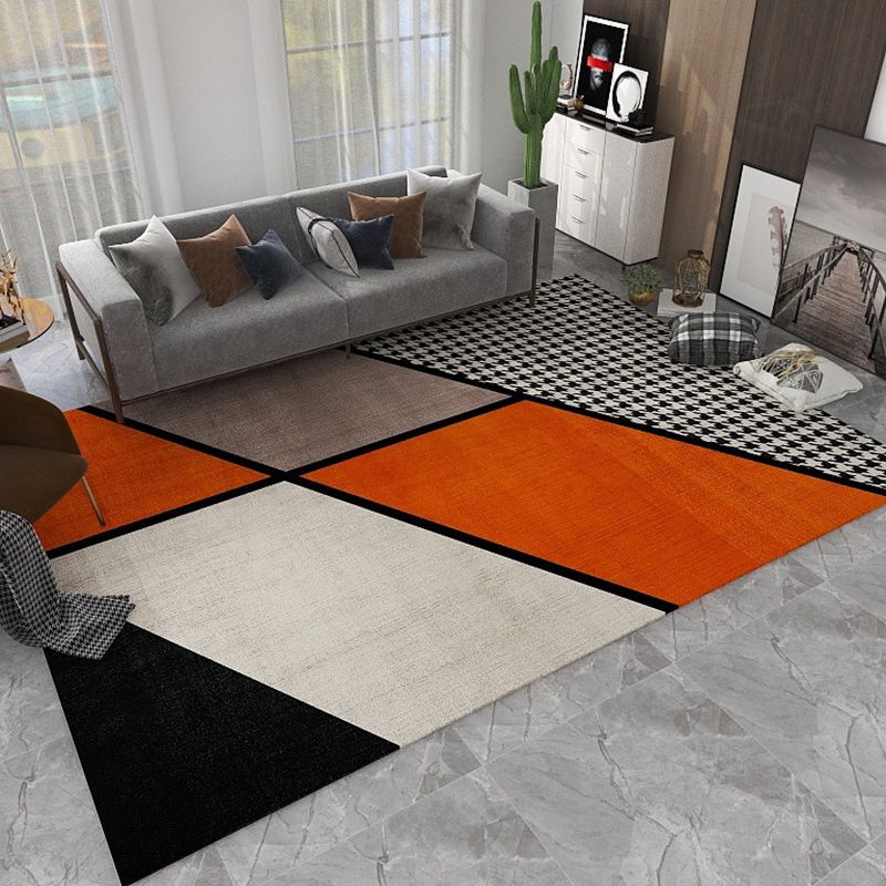 Gorgeous Polyster Indoor Rug Houndstooth Pattern Carpet Non-Slip Area Rug for Living Room