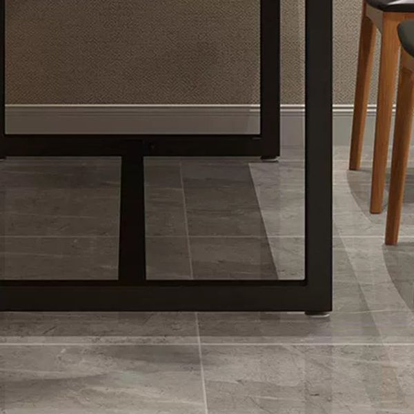 Rectangular Solid Wood Dining Table Modern Furniture with Steel Base for Kitchen