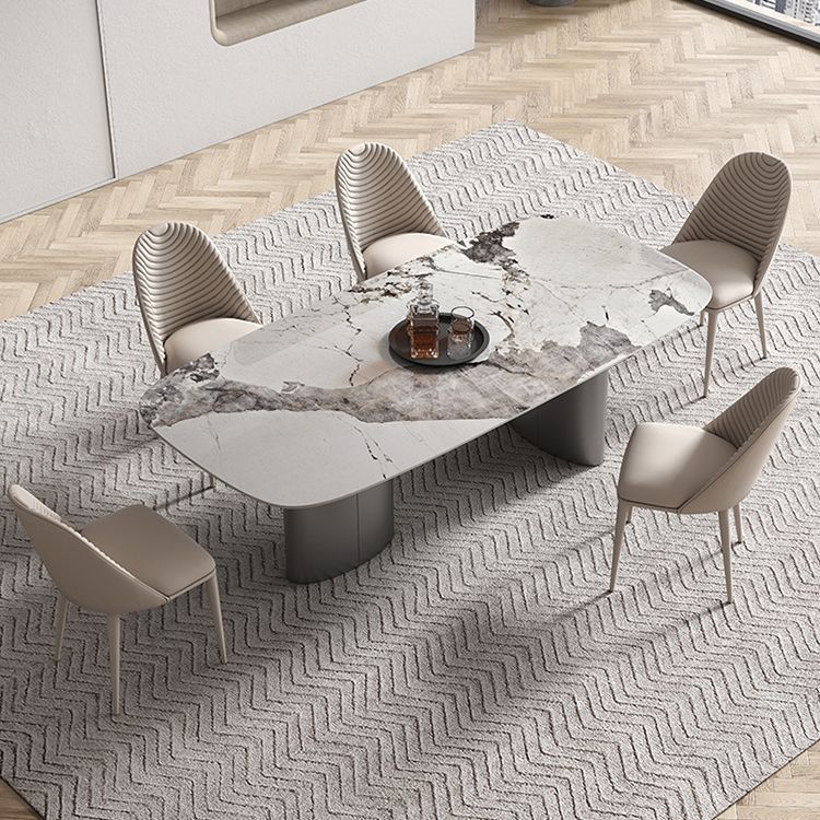 Modern Sintered Stone Top Dining Set Rectangle 1/4/5/6 Pieces Dining Table with Chairs