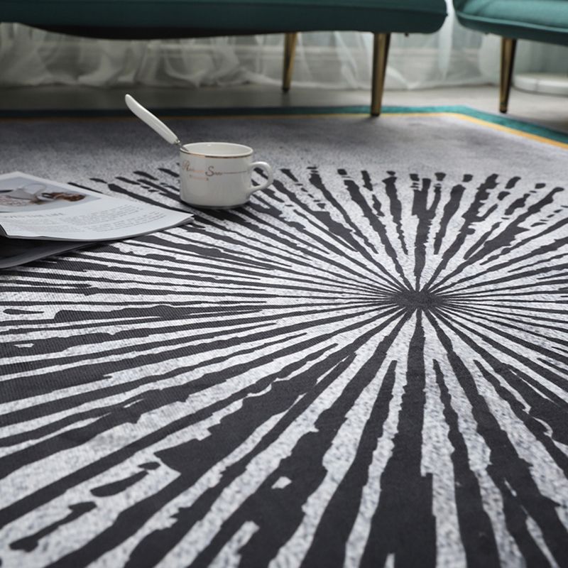 Fancy Grey Area Rug Color-Blocked Polyester Area Carpet Non-Slip Backing Rug for Home Decor